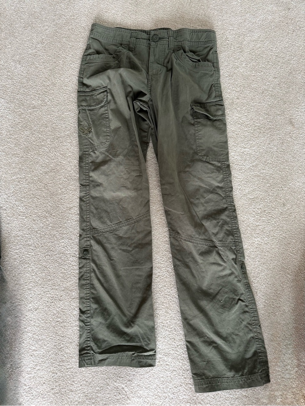 Scouting America Girls Adjustable Waist Olive Green Cargo Pants Y12
